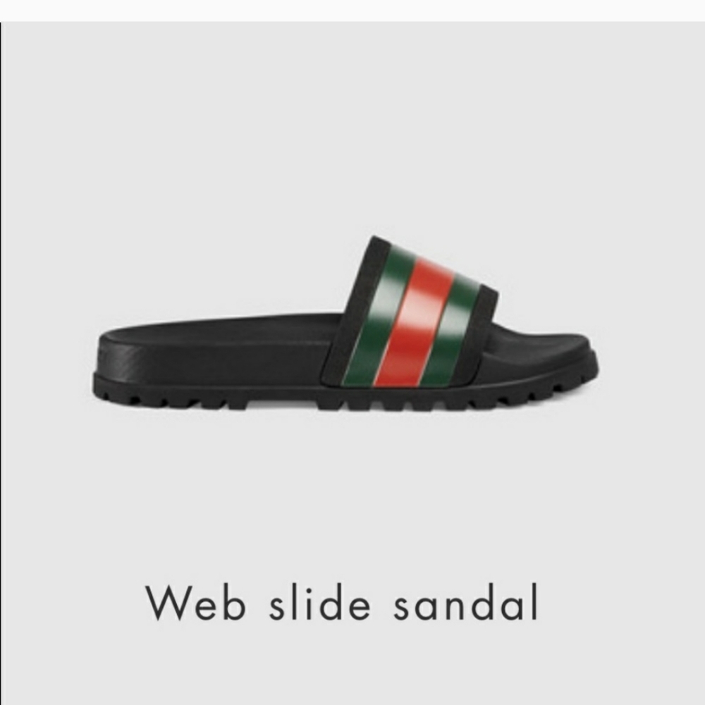 GUCCI SLIDES GREEN AND RED STRIPES
